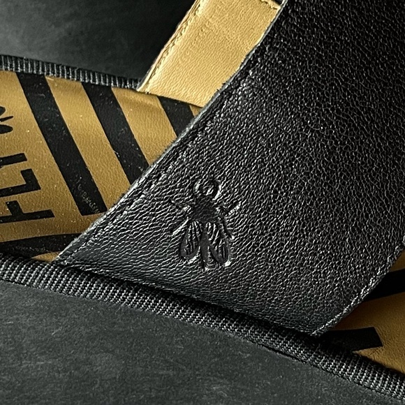 FLY LONDON π‘ Black Leather Slip-On Wedge Sandals - Picture 7 of 11